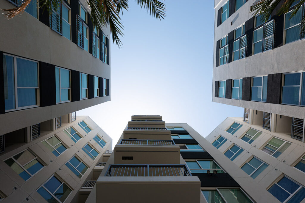 Community exterior showing apartment balconies